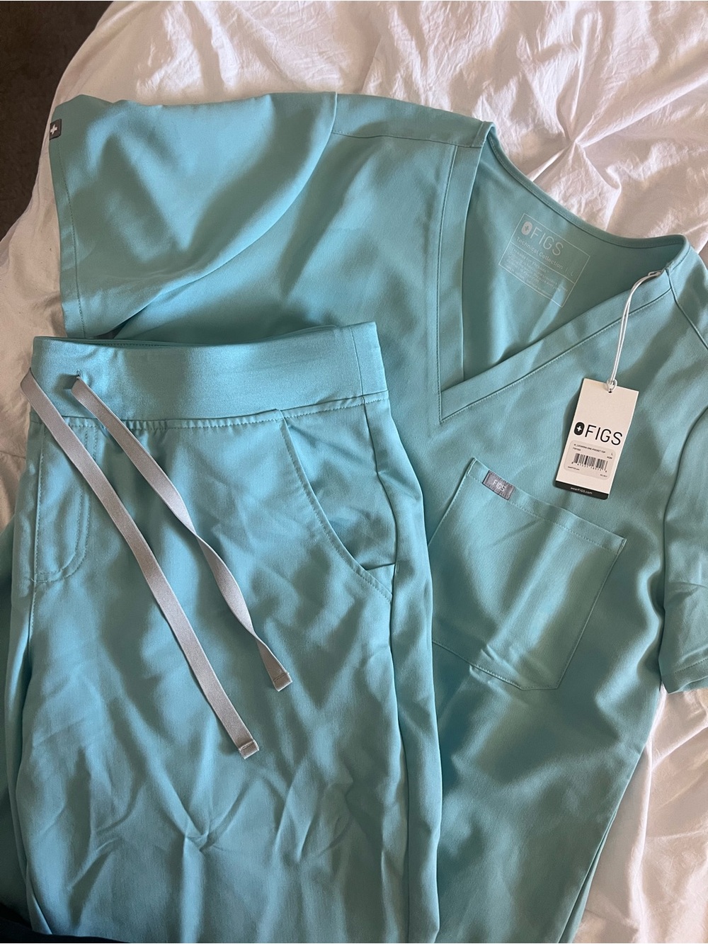 Figs light blue Scrub Top and Jogger Pants